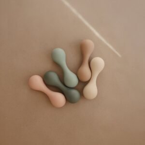 Mushie silikoninis kūdikio barškutis – Cambridge Blue
