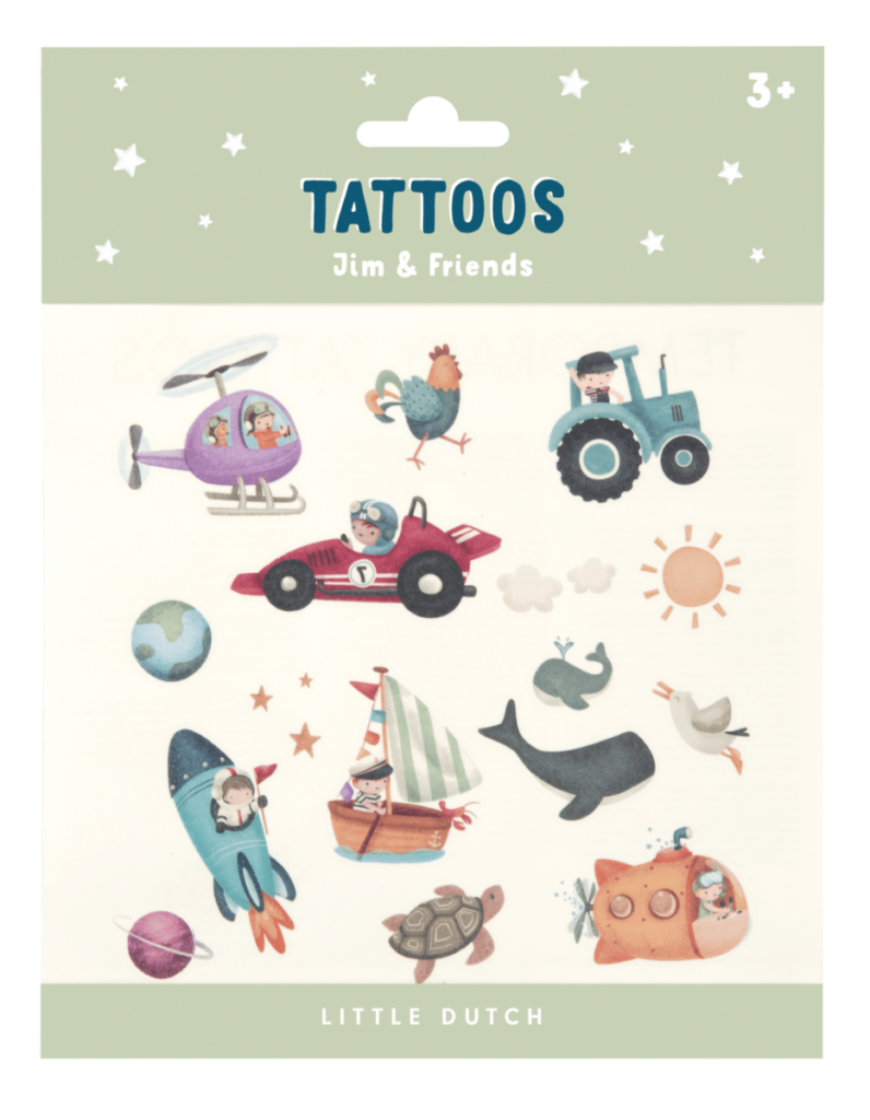 Little Dutch laikinos tatuiruotės „Jim & Friends“