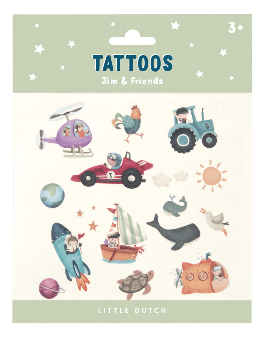 Little Dutch laikinos tatuiruotės „Jim & Friends“
