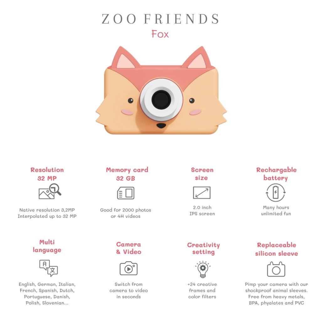 The Zoo Family Zoo Friends - Fox vaikiškas fotoaparatas lapė