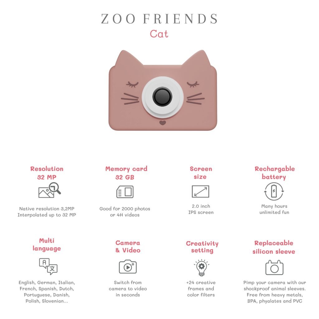 The Zoo Family Zoo Friends - Cat vaikiškas fotoaparatas katė