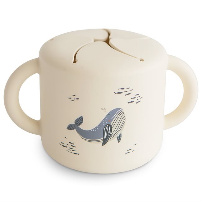 Mushie silikoninis užkandžių puodelis – Whales