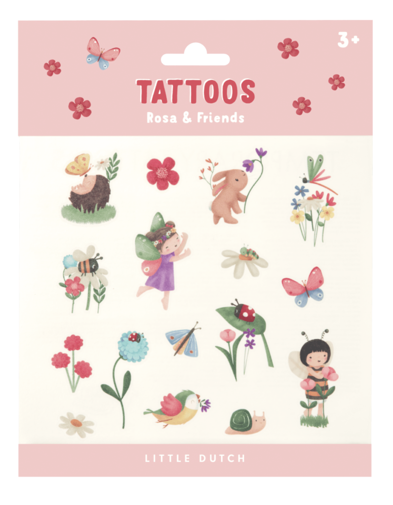 Little Dutch laikinos tatuiruotės „Rosa & Friends“