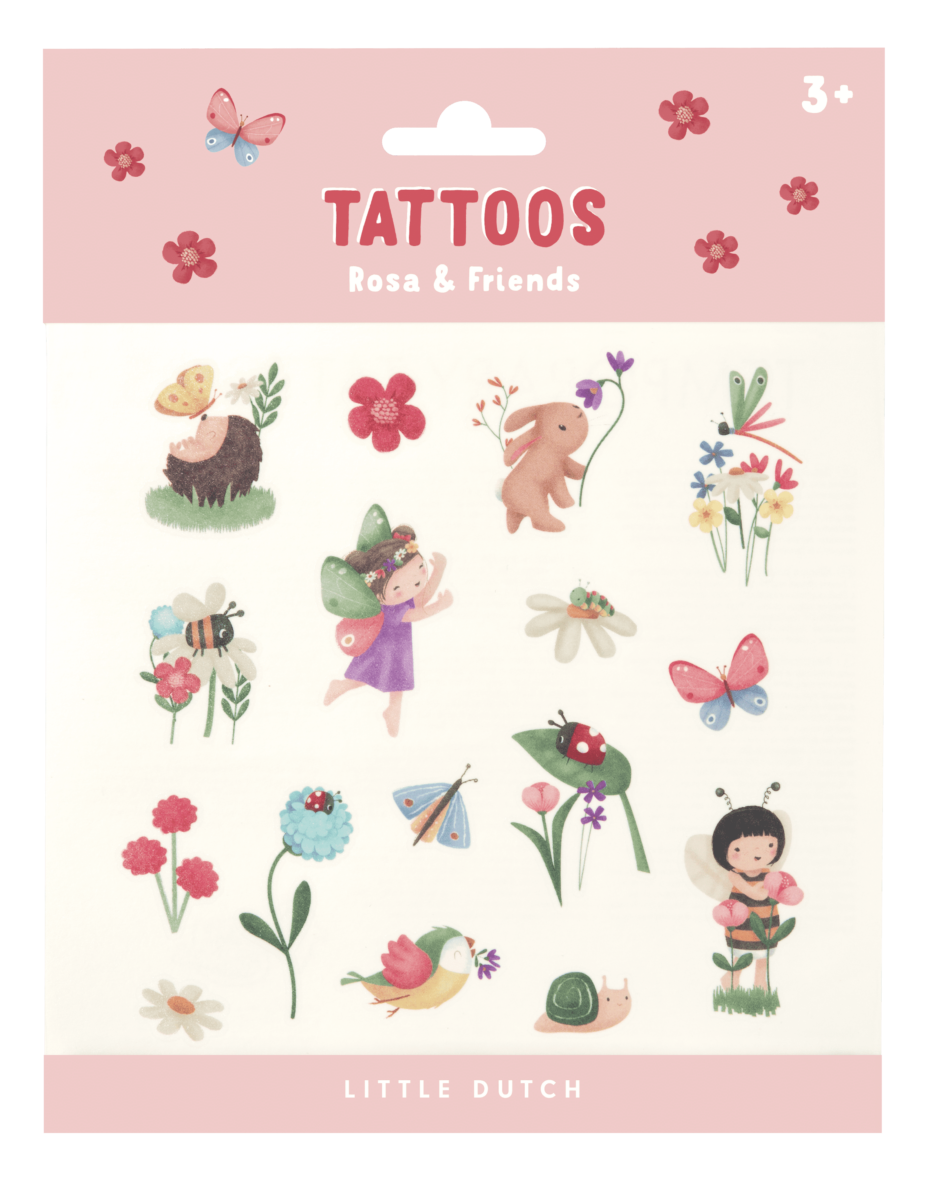 Little Dutch laikinos tatuiruotės „Rosa & Friends“