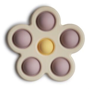 Mushie gėlių spaudimo žaislas (Pop it) – Soft Lilac/Pale Daffodil/Ivory