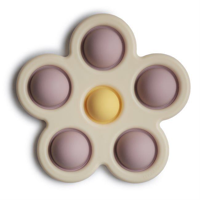 Mushie gėlių spaudimo žaislas (Pop it) – Soft Lilac/Pale Daffodil/Ivory
