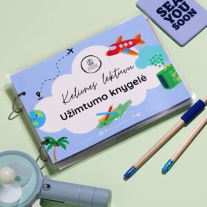 Kelionės lėktuvu daugkartinė užimtumo knygelė (2-5 m. vaikams)