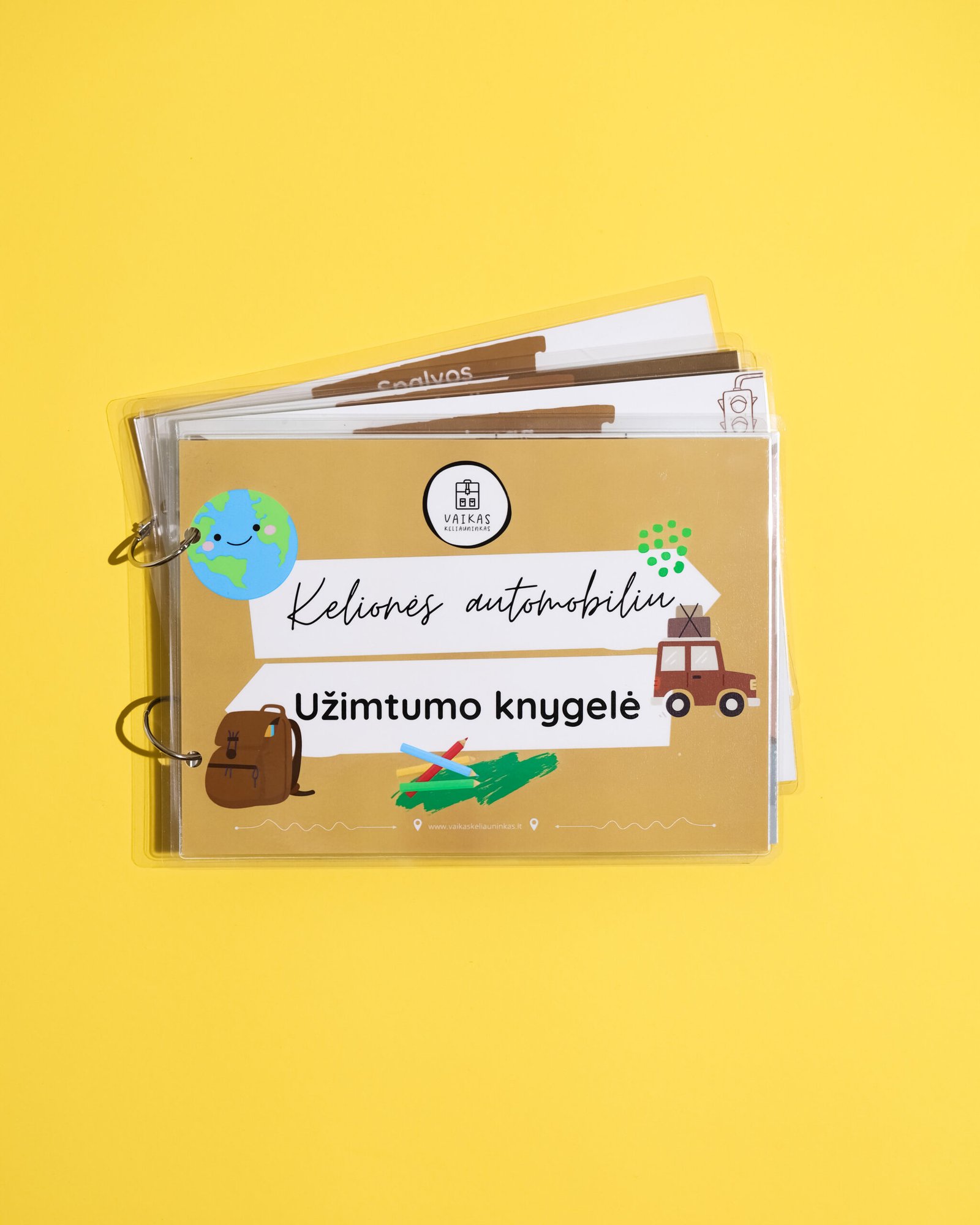 Kelionės automobiliu daugkartinė užimtumo knygelė (2-5 m. vaikams)