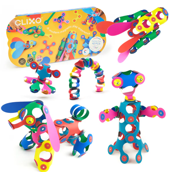 Magnetinis konstruktorius Clixo Rainbow Pack (42 detalės)