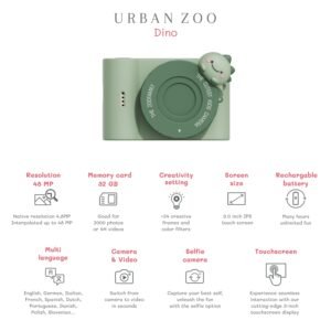 The Zoo Family Urban Zoo - Dino Green vaikiškas fotoaparatas dinozauras