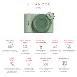 The Zoo Family Urban Zoo - Dino Green vaikiškas fotoaparatas dinozauras