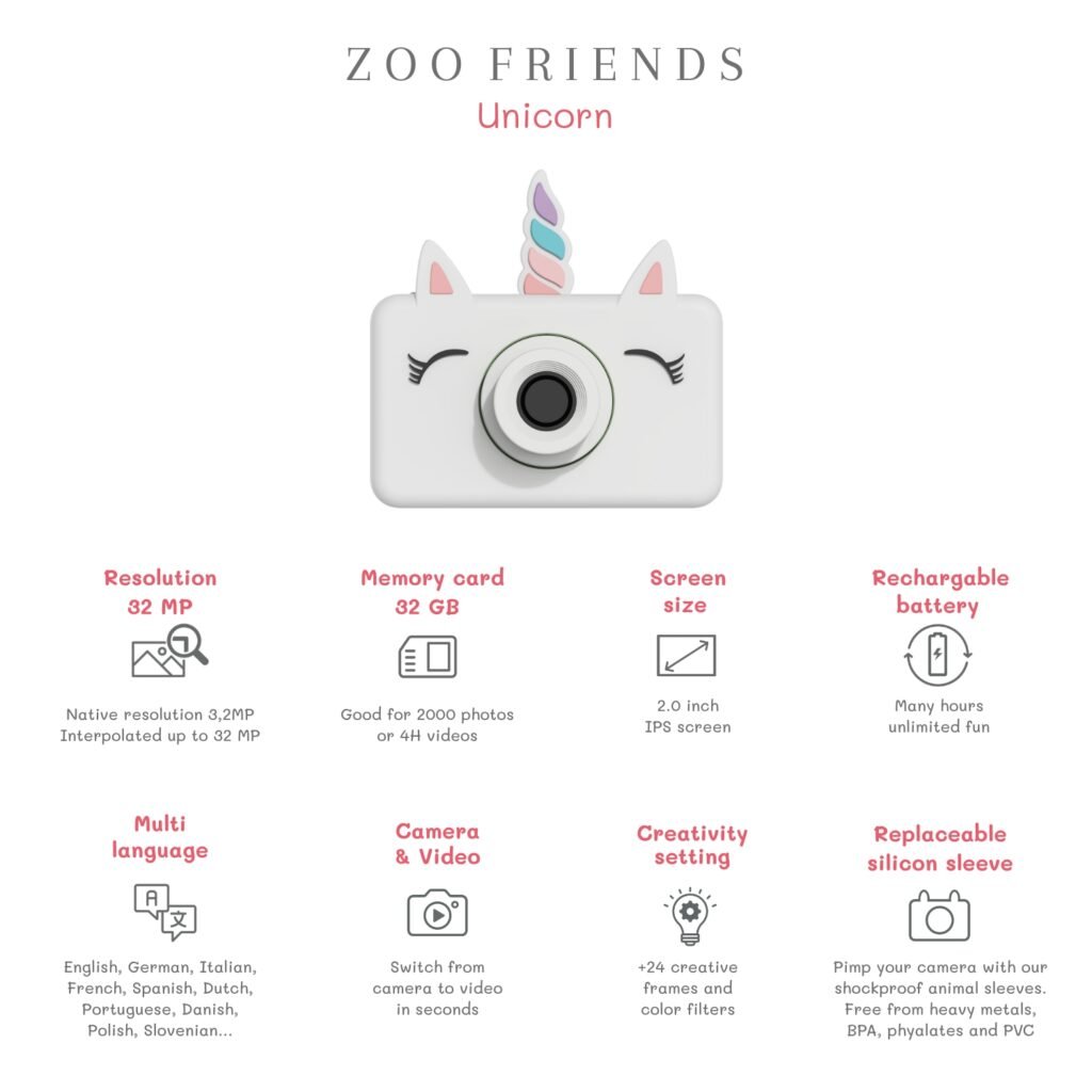 The Zoo Family Zoo Friends - Unicorn vaikiškas fotoaparatas vienaragis