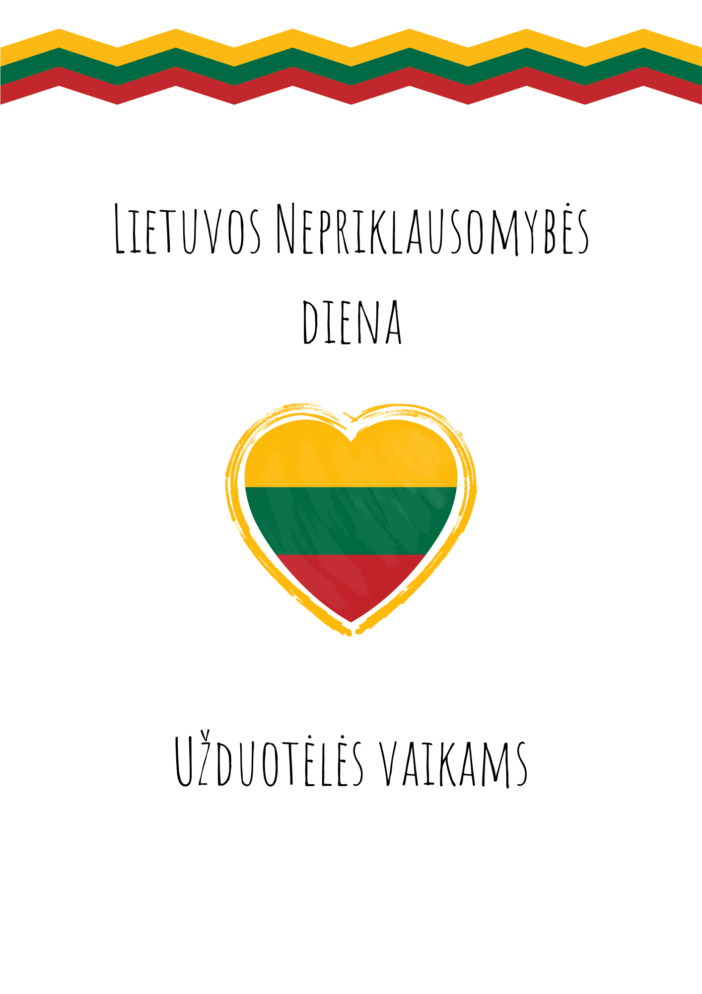 Lietuvos Nepriklausomybės diena – užduotėlių rinkinys 2-6m vaikams