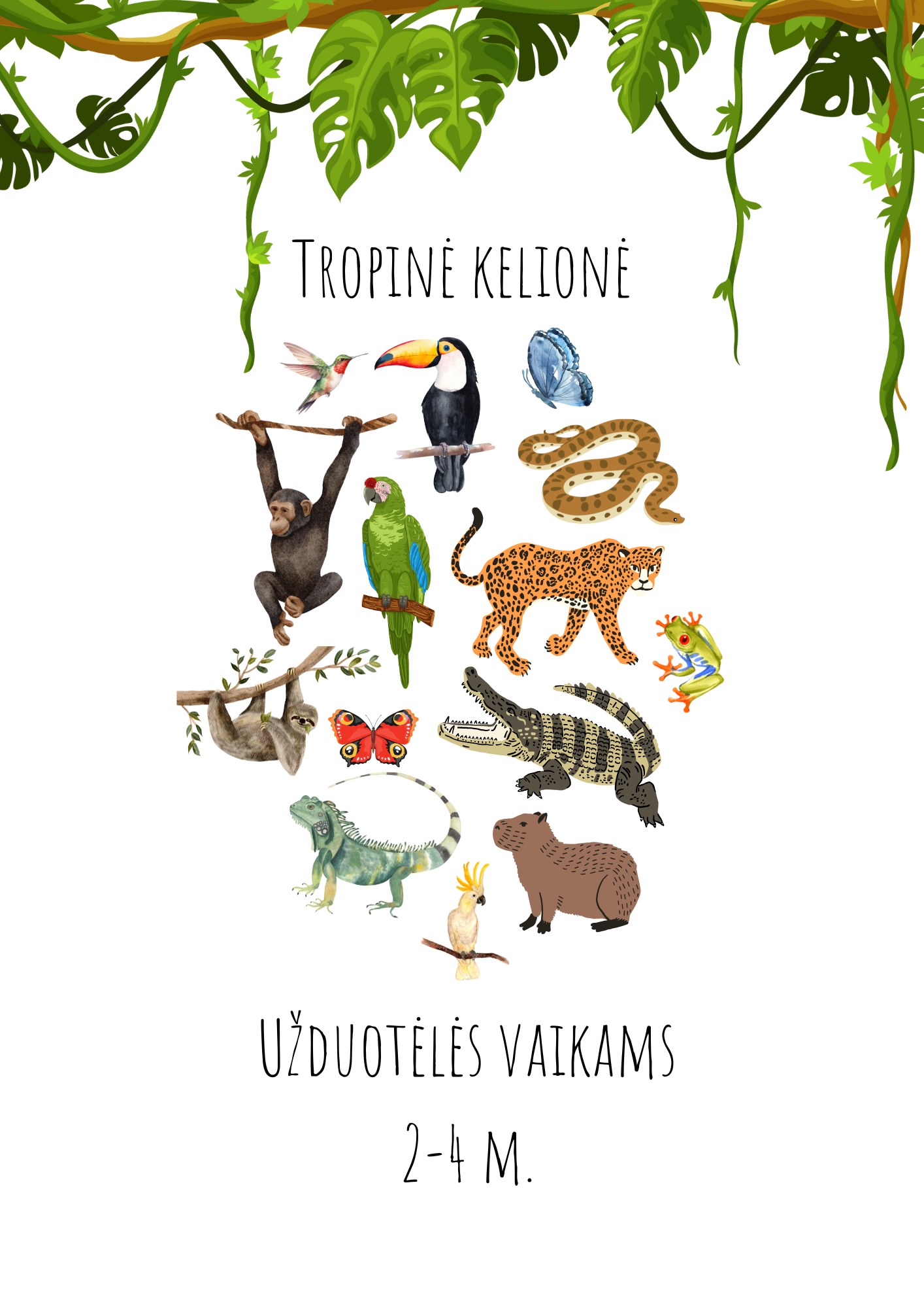 „Tropinė kelionė“ – užduotėlių rinkinys 2-4m vaikams