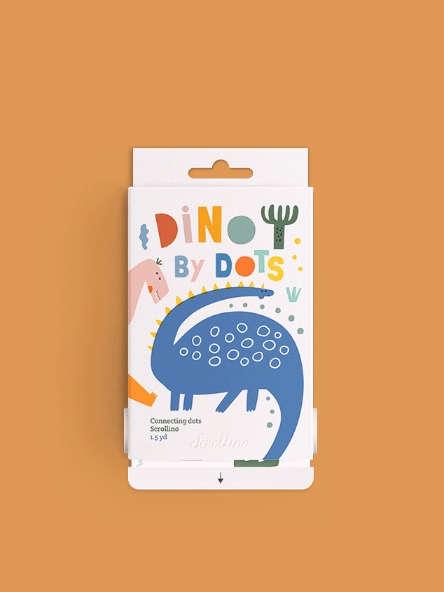 Scrollino Dino by Dots taškų jungimo ir spalvinimo knyga ritinys