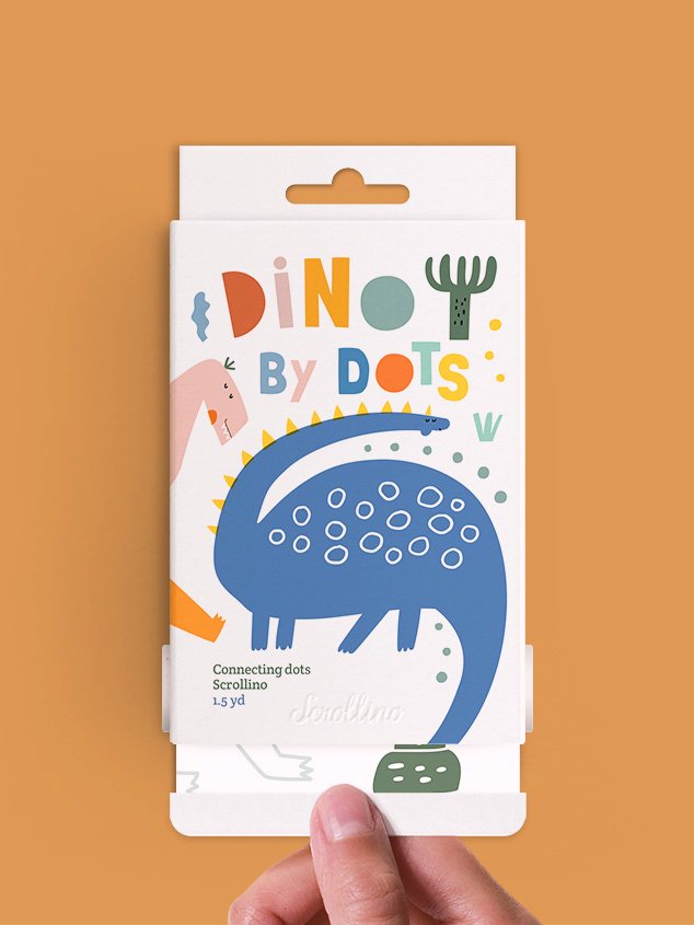 Scrollino Dino by Dots taškų jungimo ir spalvinimo knyga ritinys