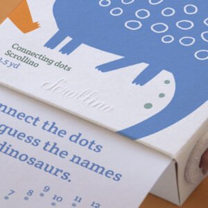 Scrollino Dino by Dots taškų jungimo ir spalvinimo knyga ritinys