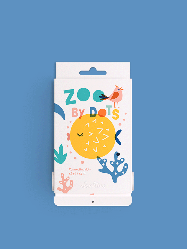 Scrollino Zoo by Dots taškų jungimo ir spalvinimo knyga ritinys