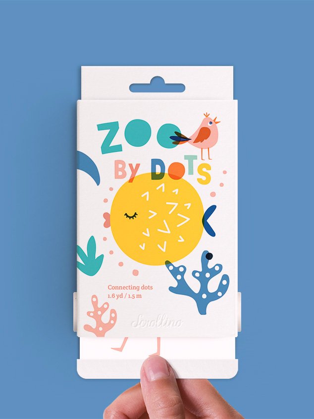 Scrollino Zoo by Dots taškų jungimo ir spalvinimo knyga ritinys