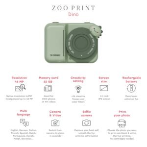 The Zoo Family Zoo Print - Dino Green vaikiškas fotoaparatas dinozauras