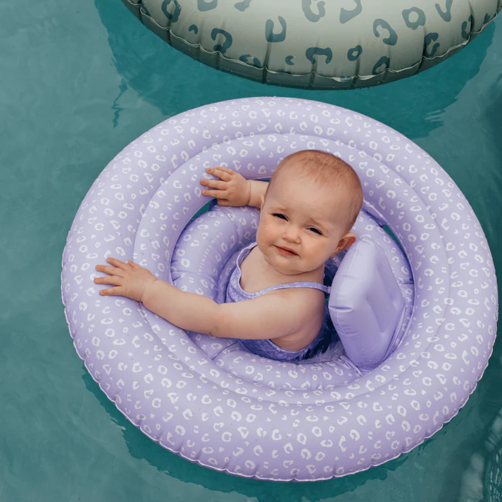 Swim Essentials pripučiamas plaukimo ratas vaikams 0-1 metų LILA LEOPARD